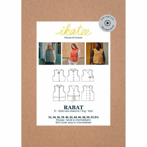 IKATEE - Patron gilet sans manche femme RABAT pochette