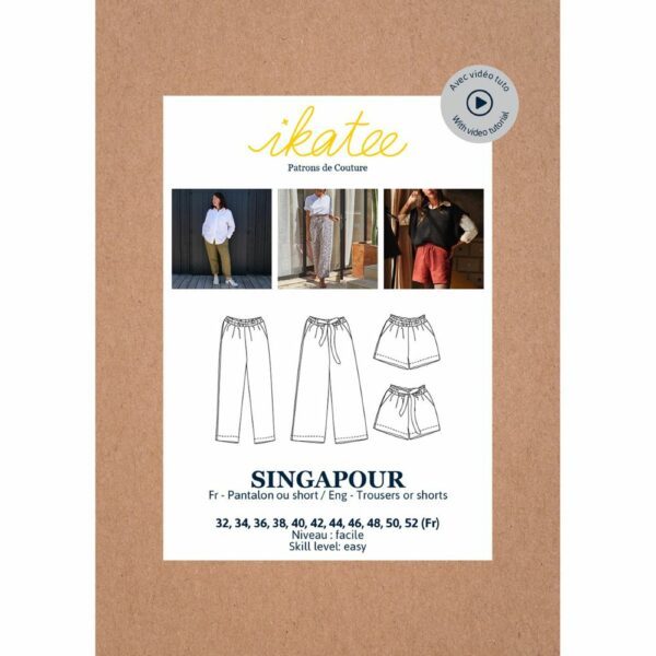 IKATEE - Patron pantalon et short femme SINGAPOUR pochette