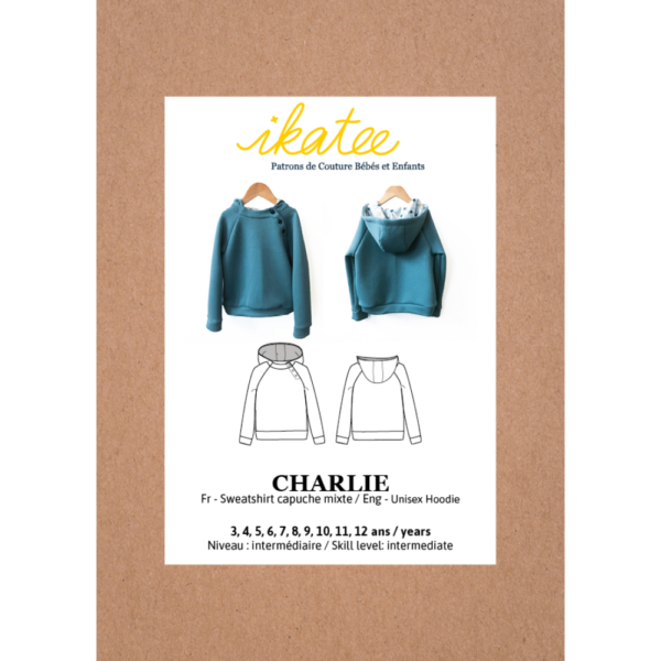 IKATEE - Pochette patron de couture CHARLIE  Sweat capuche 3-12A