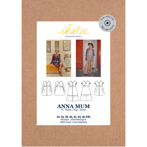 IKATEE - Pochette Patron de couture Femme ANNA MUM Robe 34 AU 46