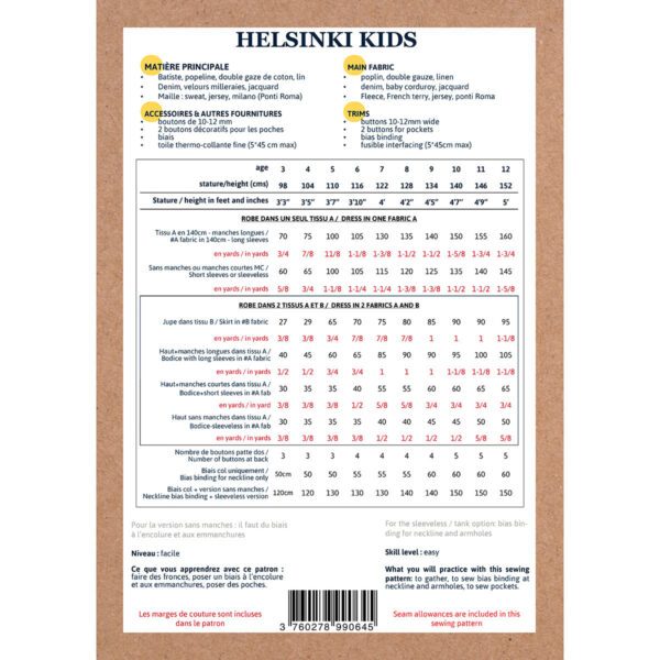 IKATEE - Pochette Patron de couture HELSINKI Kids Robe 3-12A – Image 3