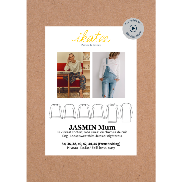 IKATEE - Pochette patron de couture Femme Sweat ou Robe JASMIN Mum 34 à 46