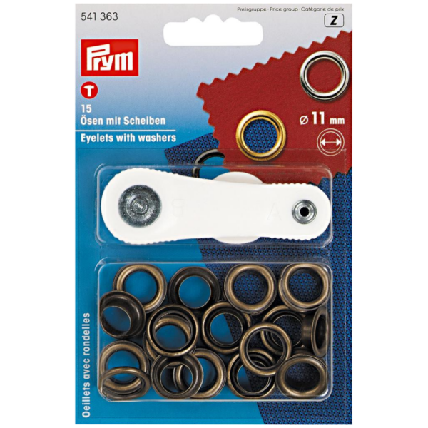 Oeillet avec rondelles 11mm Laiton