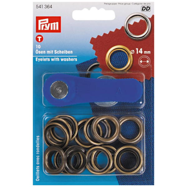 Oeillet avec rondelles 14mm Laiton