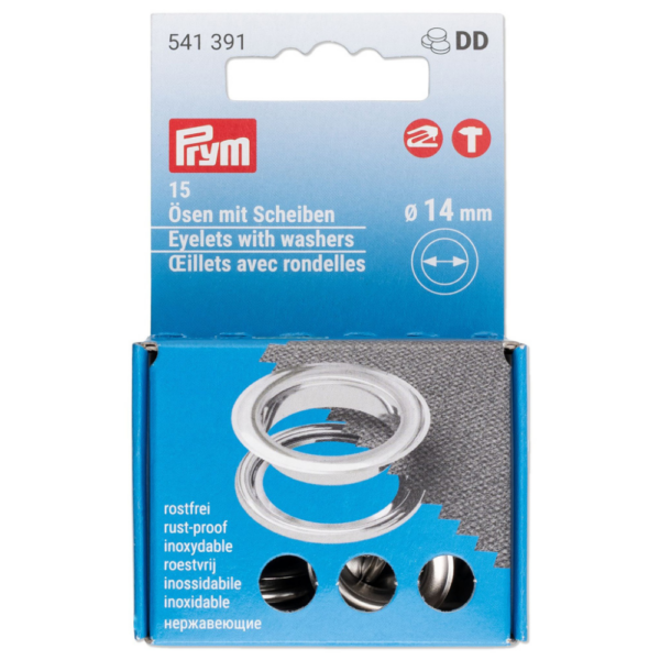 Oeillet et rondelles 14mm argenté - Prym