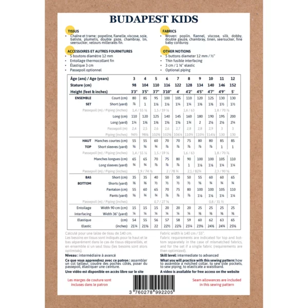 Patron pyjama enfant BUDAPEST KIDS - Ikatee – Image 3