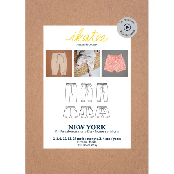 IKATEE - Pochette patron de couture Pantalon ou Short NEW YORK 1M-4A