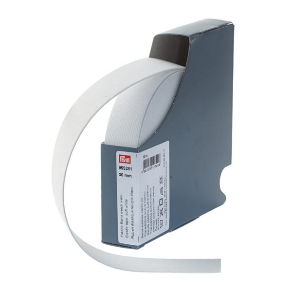 Ruban elastique souple 30mm  - Prym blanc