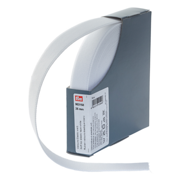 PRYM - Ruban élastique velours 25mm - Blanc