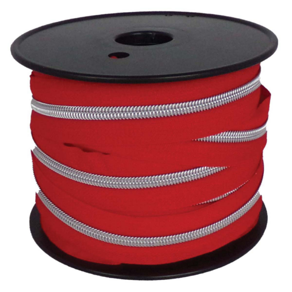 Fermeture spiral argent rouge #5